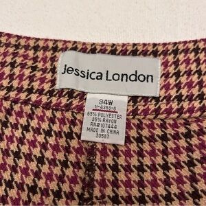 Jessica London Plus Size 34 W Houndstooth Office Work Pants Trousers Two Pockets